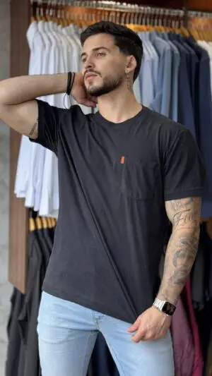 T-SHIRT WASHED POCKET SPOT MC