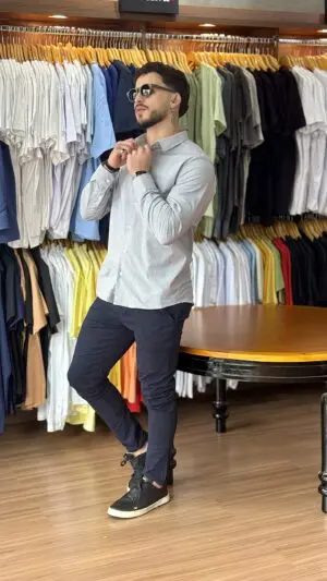 CAMISA MANGA LONGA SLIM SIBRA XADEZ (APOLO) - Imagem 2