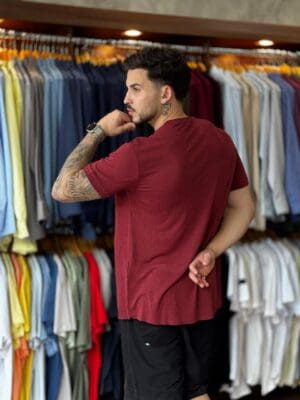 T-SHIRT LIGHT LINEN BRASAO MC-VINHO - Imagem 3